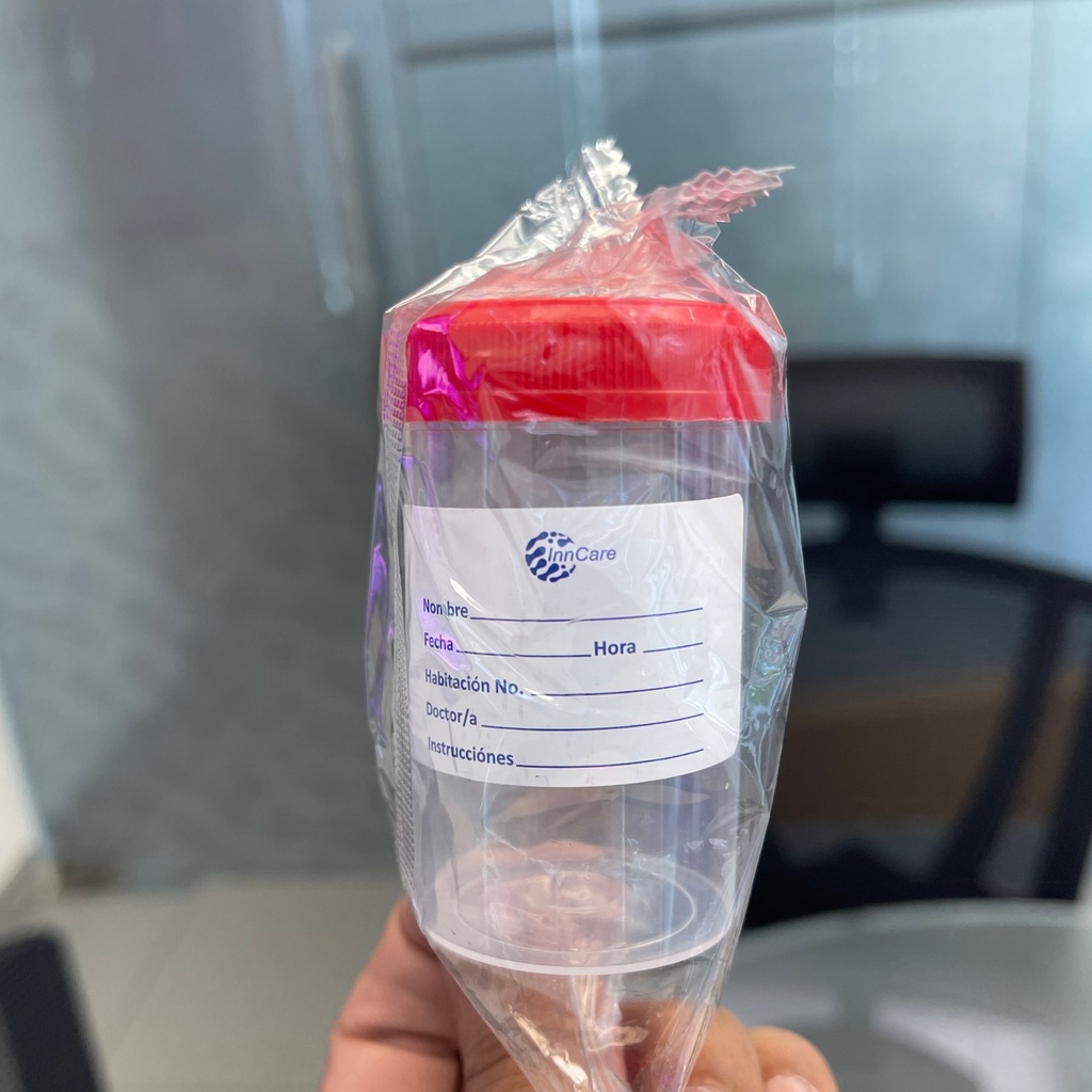 Frasco para Toma de muestra de Orina Estéril 60ml con Tapa Roja InnCare
