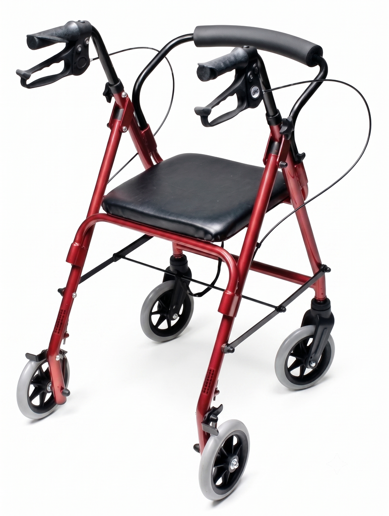 [RJ4301R] Andador de 4 Ruedas, Asiento y Frenos Rojo Lumex 