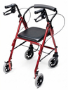 Andador de 4 Ruedas, Asiento y Frenos Rojo Lumex 
