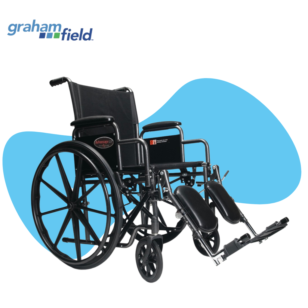 Silla de Ruedas LX 20X16 Brazo de escritorio desmontable, reposapiés abatible desmontable (Nylon)