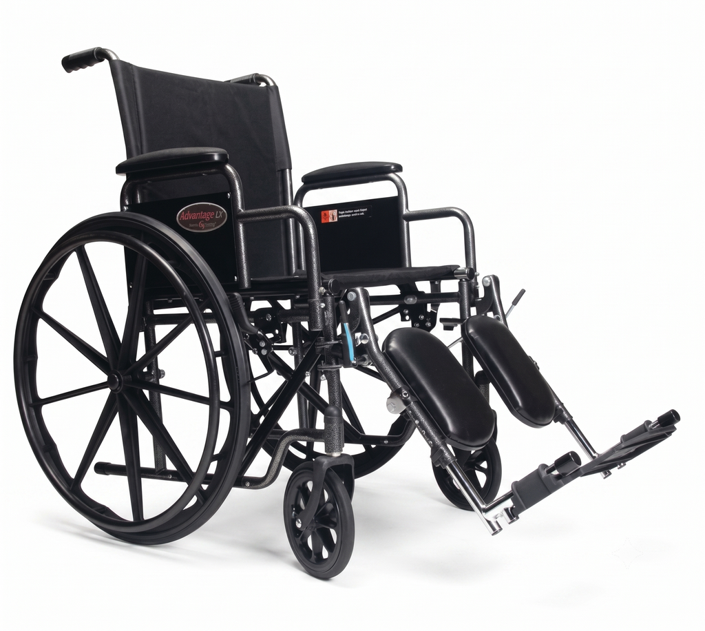 Silla de Ruedas LX 20X16 Brazo de escritorio desmontable, reposapiés abatible desmontable (Nylon)