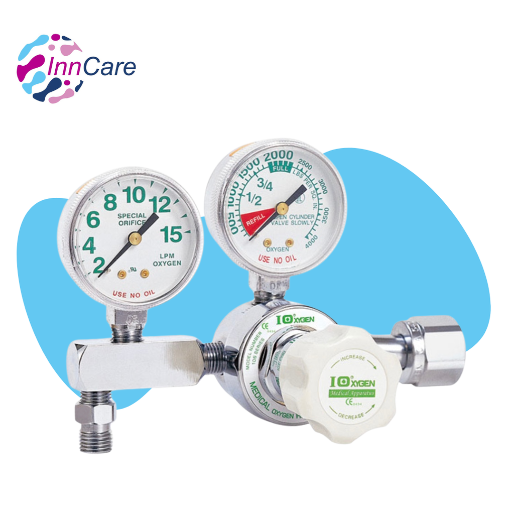 Manómetro de Oxigeno con Doble Reloj para Pacientes 