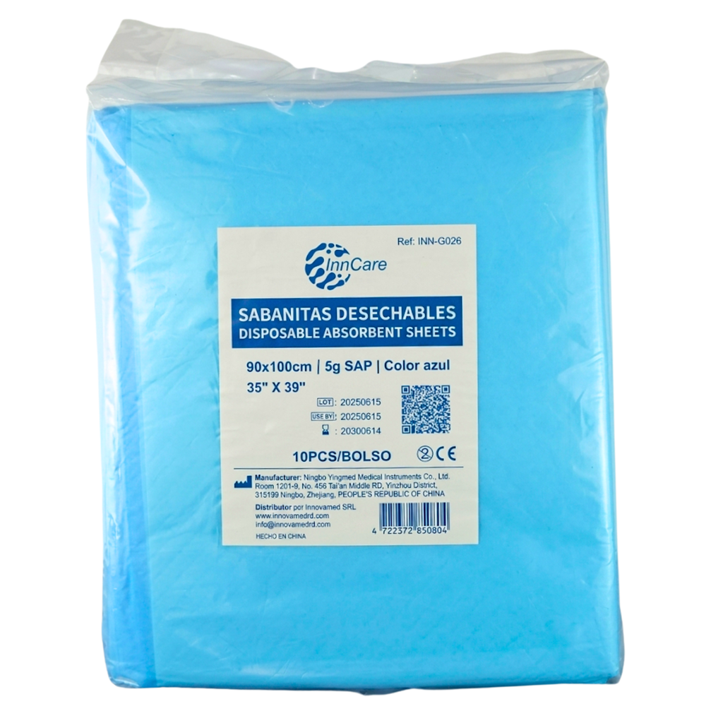 Sabanitas Desechables Absorbentes de 35 x 39" (90 x 100CM) InnCare 