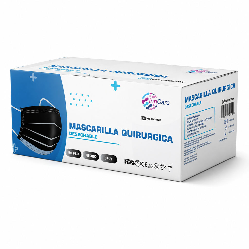 Mascarillas Desechables 3 Ply FDA InnCare 