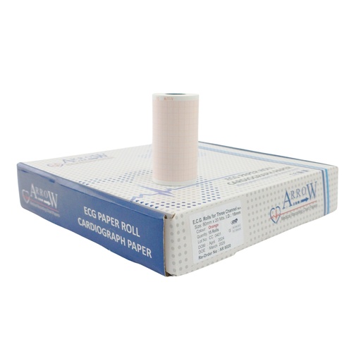 [AR8020]  Papel EKG 80mm x 20m  para Electrocardiógrafos de 3 Canales