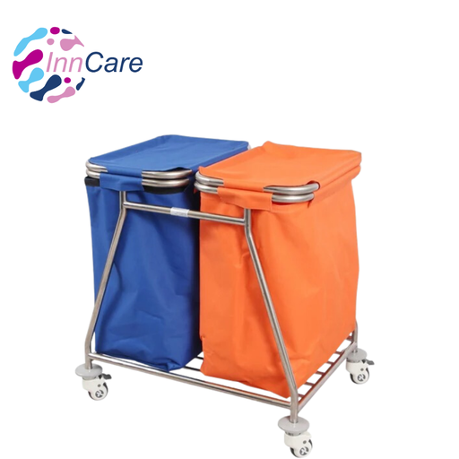 [SKH040-1] Carro de Lavanderia Para Ropa Sucia de Dos Bolsas Rodable InnCare