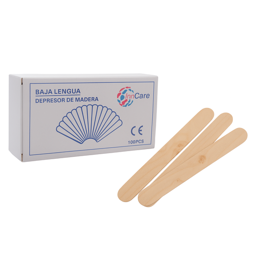 [INN-201] Baja Lengua (Depresor de Madera) Caja de 100 Desechable InnCare