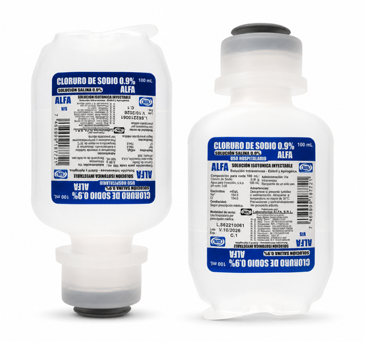 [S34081] Solucion Salina al 0.9%  en Frasco de 100 ML /Cloruro de Sodio / Suero Alfa 