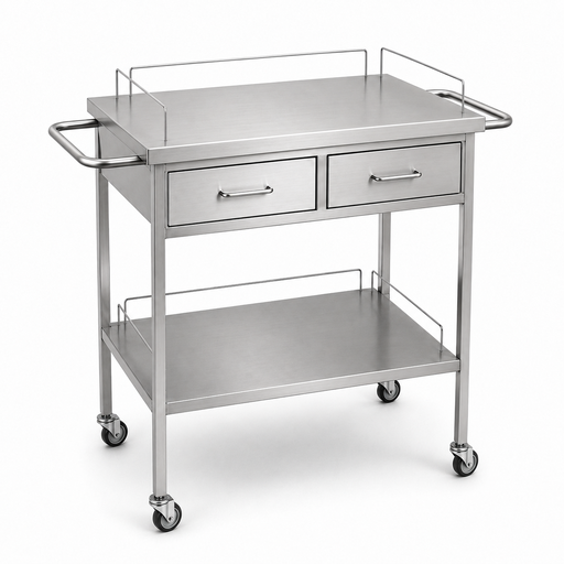 [HL-D445B] Mesa Auxiliar Rodable de Acero Inoxidable con Gavetas – XUHUA
