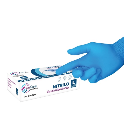 Guantes de Nitrilo Premium Azul InnCare 