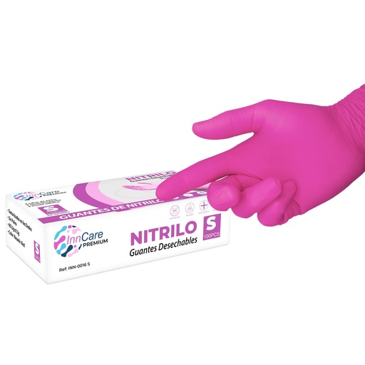 [8J0XVE] Guantes de Nitrilo Premium Rosado InnCare 
