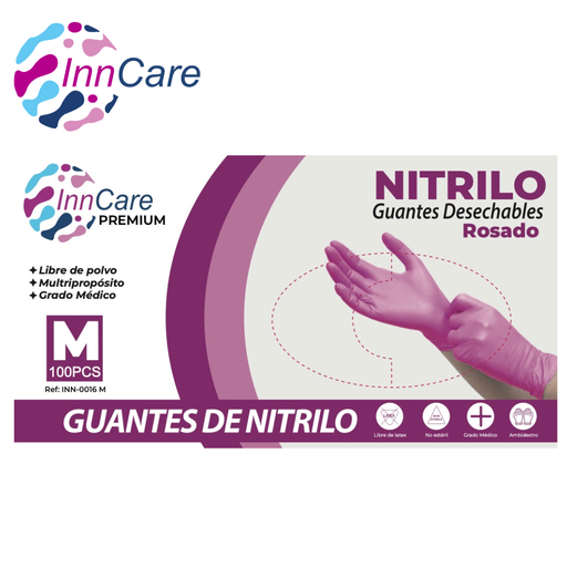 [8J0XVE] Guantes de Nitrilo Rosado InnCare 