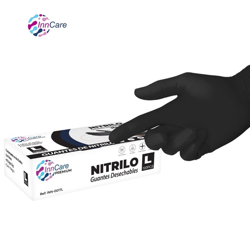 GUANTES DE NITRILO NEGROS DESECHABLES C/100 INNCARE