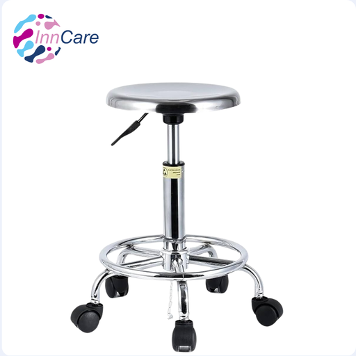 [INN-L015] Taburete Giratorio de Acero Inoxidable Con Ruedas InnCare