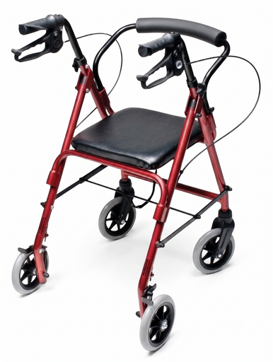 [RJ4301R] Andador de 4 Ruedas, Asiento y Frenos Rojo Lumex 